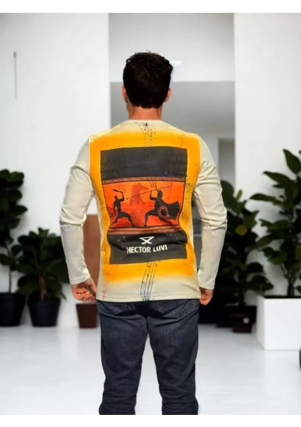 Unisex Bisiklet Yaka Uzun Kollu T-Shirt - Beyaz fiyatları