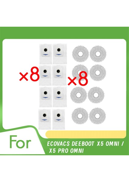 Ecovacs Deeboot X5 Omnı / X5 Pro Omnı Süpürme Robotu Temizleyici Parçalarının Değiştirilmesi Için 16 Adet Filtre ve Bez (Yurt Dışından)