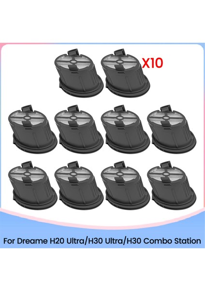 Dreame H20 ULTRA/H30 ULTRA/H30 Kombo Istasyonu Zemin Fırçalama Makinesi Elektrikli Süpürge Aksesuarları Için 10 Adet Hepa Filtresi (Yurt Dışından)