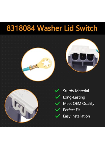 8318084 Whirlpool Kenmore Çamaşır Makineleri Için Çamaşır Makinesi Kapağı Anahtarı Yedek Parçası AP3180933 PS886960 WP8318084 AP6012742'YI Değiştirir (Yurt Dışından) fiyatları