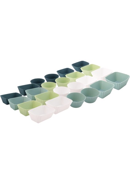 Silikon Kek Kapları, 24'lü Paket Tekrar Kullanılabilir Pişirme Kapları, 3 Şekilli Kek Kapları Pasta Kek Kalıpları, Öğle Yemeği Kutusu Ayırıcıları (Yurt Dışından)