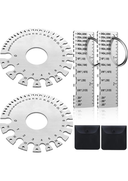 2 Set Metal Sac Kalınlık Ölçer, Yuvarlak Çift Taraflı Tel Ölçer Ölçüm Aleti, Paslanmaz Çelik Kaynak Ölçer Seti (Yurt Dışından)