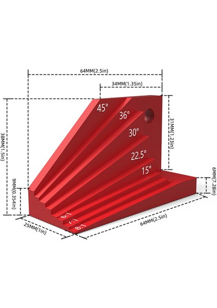 Marangoz Cetveli Açı Cetveli Çok Işlevli 30 Derece 45 Derece Isteğe Bağlı Açı Yardımcı Ölçer (Yurt Dışından)