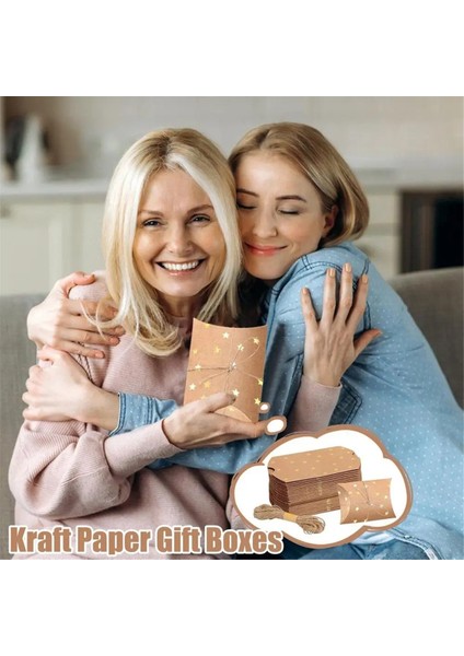 Kağıt Çikolata Kutuları Boş Yastık Şeklinde Kağıt Şeker Paketleme Kutusu Altın Yıldız Desenli Küçük El Yapımı Kurabiye Kutusu (Yurt Dışından) modelleri