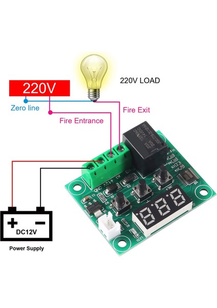 W1209 Dc 12V Dijital Sıcaklık Kontrol Kartı -50-110°C Sıcaklık Sıcaklık Kontrol Modülü Anahtarı (1-Paket) (Yurt Dışından) fiyatları