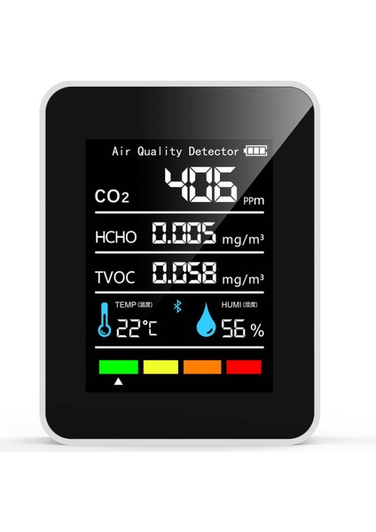 5 In1 Co2 Metre Dijital Sıcaklık Nem Test Cihazı Karbon Dioksit Dedektörü Hava Kalitesi Monitörü Tvoc Hcho Analizörü-B (Yurt Dışından)