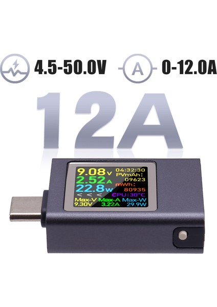 DC4.5-50V 0-12A Pd3.1 Çok Fonksiyonlu Dijital Ekran Dc Voltaj Ampermetre Güç Ölçer Tip-C Cep Telefonu Şarj Test Cihazı (Yurt Dışından) fırsatları