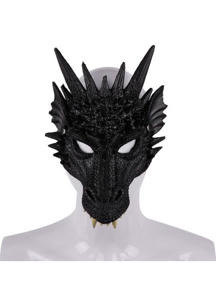 Mardi Gras Cadılar Bayramı Karnaval Partisi Pu Köpük 3D Çin Ejderhası Hayvan Ejderha Maskesi Cosplay Ejderha Korkunç Maske, Siyah (Yurt Dışından)