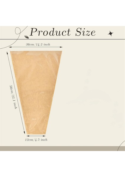 Buket Için 50 Paket Çiçek Kollu, 14 x 22 Inç Çiçek Ambalaj Kağıdı Torbası, Şeffaf Ön Kraft Çiçek Kağıdı (Yurt Dışından) modelleri