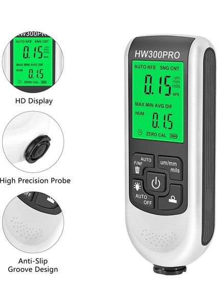 Dijital Arka Işık LCD Film Kalınlığı Ölçer Araba Boyası Kalınlık Test Cihazı Kaplama Kalınlık Ölçer Ölçme Aracı Beyaz (Yurt Dışından) fırsatları