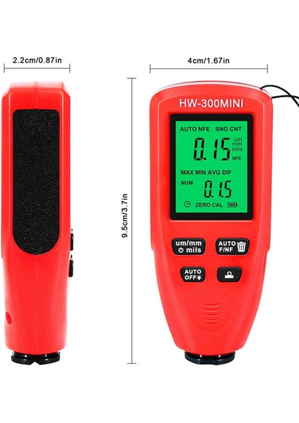 HW-300MINI Kaplama Kalınlığı Ölçer 0-2000UM Boya Ölçüm Aletleri Taşınabilir Araba Kaplama Kalınlığı Ölçer Siyah (Yurt Dışından) indirimleri