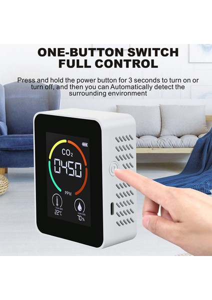 Hava Monitörü Co2 Karbon Dioksit Dedektörü Hava Kalitesi Sıcaklık Nem Monitörü Co2 Için Hızlı Ölçüm Ölçer, Siyah (Yurt Dışından) indirimleri