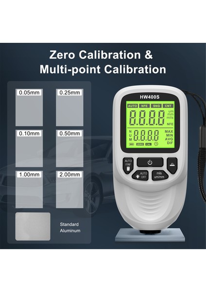 Dijital Araba Boya Kalınlığı Ölçer HW400S Kaplama Kalınlığı Ölçer Otomotiv Kaplama Ölçüm Cihazı Beyaz (Yurt Dışından) indirimleri