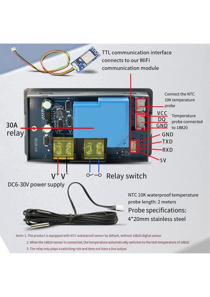 ST30W Wıfı Termostat Sıcaklık Kontrol Cihazı Dijital Ekran Termostat Yüksek Düşük Sıcaklık Alarmı (Yurt Dışından)