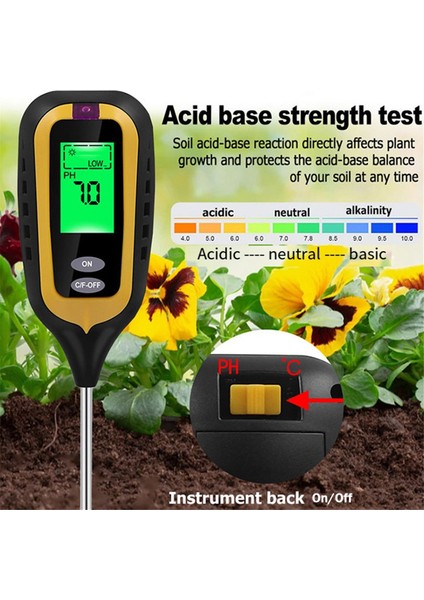 4'ü 1 Arada LCD Dijital Toprak Nem Ölçer Ph Ölçer Sıcaklık Güneş Işığı Nem Test Cihazı Bahçe Çiftlik Bitki Bakım Aracı (Yurt Dışından) fiyatları