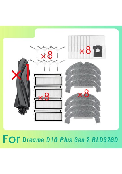 Dreame D10 Plus Gen 2 RLD32GD Süpürme Robotu Temizleyici Parçalarının Değiştirilmesi Için 33 Adet Ana Yan Fırça Paspas Filtresi (Yurt Dışından)