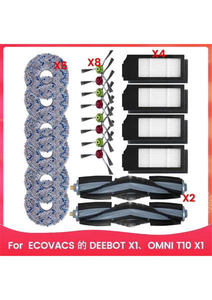 Ana Yan Fırça Filtre Pedleri Ecovacs For Deebot X1, Omnı T10 X1, Turbo Vakum Yedek Temizleme Kitlerine Uygundur (Yurt Dışından)