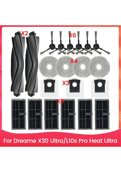 Dreame X30 ULTRA/L10S Pro Heat Ultra Robot Süpürge Ana Yan Fırça Hepa Filtreler Paspas Pedi Toz Torbaları Aksesuarlar (Yurt Dışından)