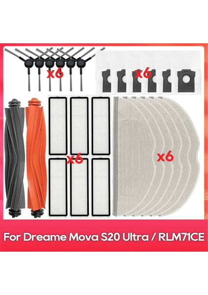 Dreame Mova S20 Ultra / RLM71CE Yedek Parça Ana Yan Fırça Hepa Filtre Paspas Pedi Toz Torbası Aksesuarları (Yurt Dışından)
