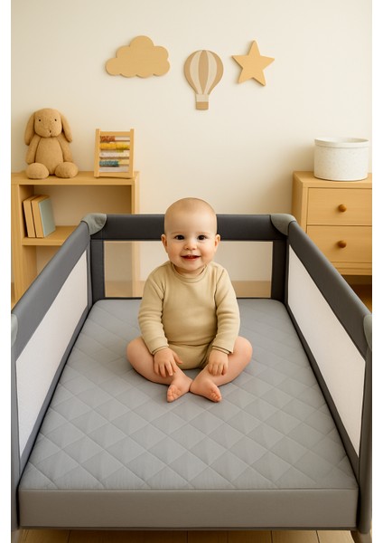 Pamuk Kapitone Fitted Su Sıvı Geçirmez Bebek-Çocuk Alezi, Park Yatak Beşik Yatak Alezi