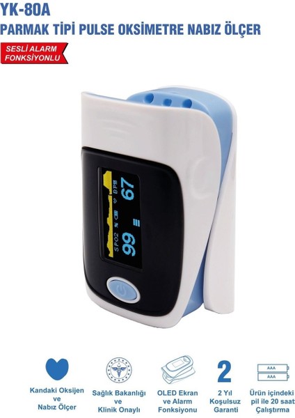 Parmak Tipi Pulse Oksimetre Oksijen ve Nabız Ölçer