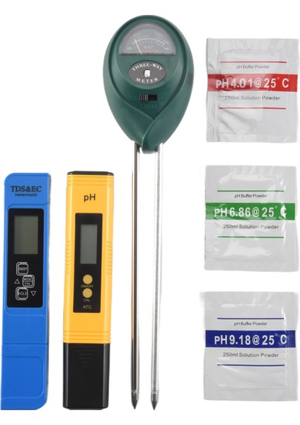 3 Paket Ph Ölçer Tds Ppm Ölçer ve 3'ü 1 Arada Toprak Ph Test Cihazı Ph/ec Dijital Kit Ev, Bahçe, Çim, Çiftlik Için (Yurt Dışından)