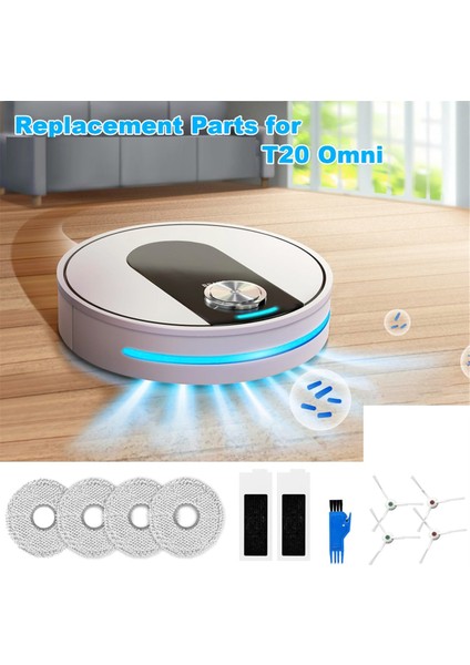 Ecovacs Deebot T20 OMNI/T20/T20 MAX/T20 Pro Robot Süpürgeler Için Aksesuar Seti Hepa Filtreler Yan Fırçalar Paspas Bezleri (Yurt Dışından)