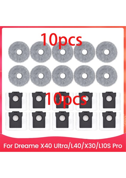 Dreame X40 ULTRA/L40/X30/L10S Pro Ultra Heat Robot Süpürge Aksesuarları Parçaları Vakum Torbaları Toz Torbası Paspas Pedleri (Yurt Dışından)
