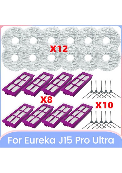 Eureka J15 Pro Ultra Vakum Parçaları Yan Fırça Hepa Filtreleri Paspas Bezi Yedek Aksesuarları (Yurt Dışından)