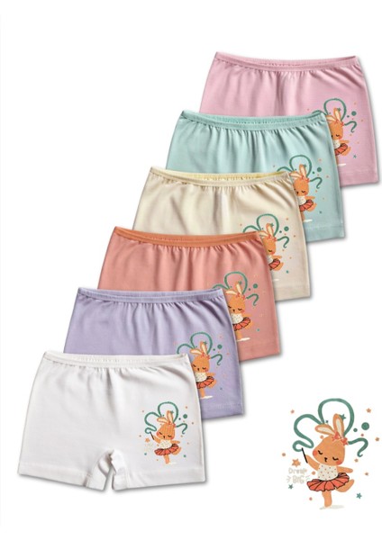 %95 Pamuklu Kız Çocuk Süprem Penye Boxer Külot Iç Çamaşır 6lı Set