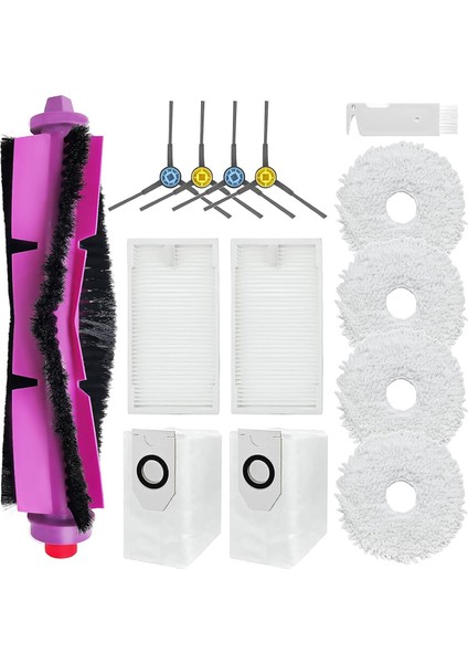 RongZy 16PCS Accessoires De Rechange Pour Eureka NERE10s E10S/Midea M9 Pour Obode A8 A8 Plus Aspirateur Robot Avec 1 Brosses Principales, 4 Brosses Latérales, 6 Chiffon De Vadrouille, 4 Filtres(XX