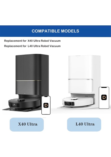 Dreame X40 ULTRA,L40 Ultra Elektrikli Süpürge Aksesuarları Seti, Ana Yan Fırça Hepa Filtre Paspas Bezi Toz Torbaları (Yurt Dışından) modelleri
