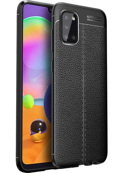 Samsung Galaxy A31 Kılıf Deri Görünümlü Esnek Kırılmaz Şık Lüks Niss Silikon Kapak
