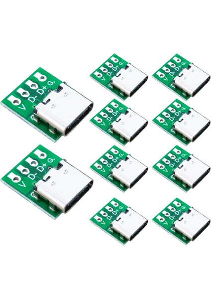 10 Adet Tip-C Usb3.1 16 Pin Dişi - 2,54 mm Tip C Konnektör 16P Adaptör Test Pcb Kartı Plaka Soketi Veri Transferi Için (Yurt Dışından)