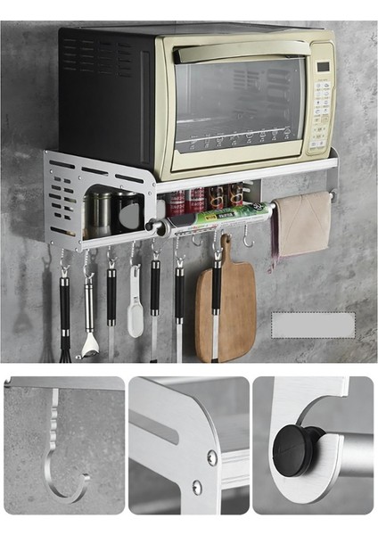 Çift Katmanlı Organizatör Raf Kanca ile Alüminyum Baharat Baharat Şişesi Mikrodalga Fırın Mutfak B Için Asılı Raf (Yurt Dışından) fırsatları