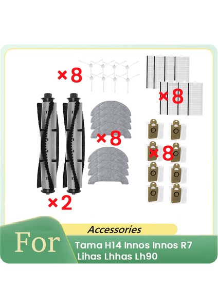 Tama H14,/INNOS Innos R7/lihas Lhhas LH90 Süpürme Robotu Aksesuarları Temizleyici Parçaları Değişimi Için 34 Adet (Yurt Dışından)
