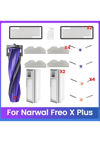 Narwal Freo x Plus Robot Süpürge Aksesuarları Ana Yan Fırça Hepa Filtre Paspas Pedleri Toz Torbaları Yedek Parçalar (Yurt Dışından)