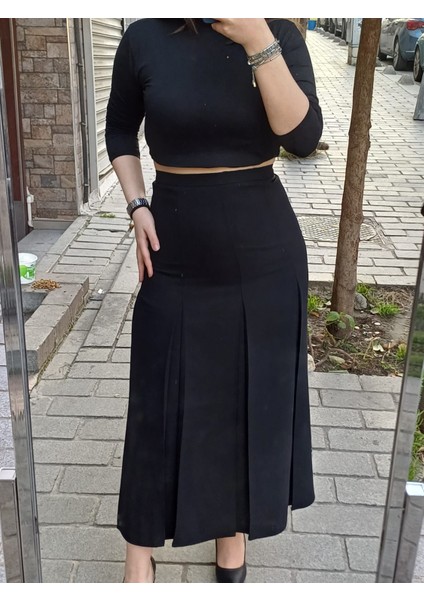 Tesettür Büyük Beden Battal Fişekli Astarlı Kloş Krep Anne Eteği