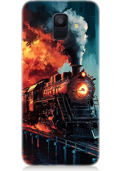 Samsung Galaxy A6 Uyumlu Buharlı Tren Yolculuğu Desenli Silikon Kılıf