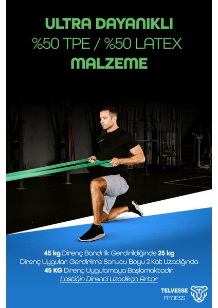 45KG Barfiks Lastiği Gym Resistance Band Antrenman Kas Geliştirme Bandı Yeşil (Ultra Sert) fiyatları