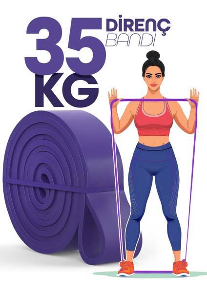 35KG Barfiks Lastiği Gym Resistance Band Antrenman Kas Geliştirme Bandı Mor (Extra Sert)