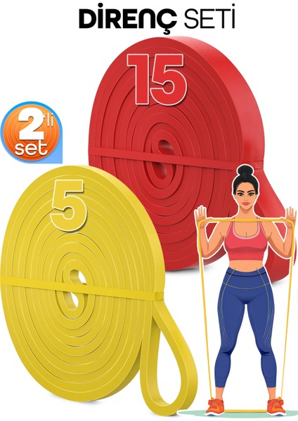 5 + 15 kg 2'li Set Barfiks Lastiği Gym Resistance Band Antrenman Kas Geliştirme Bandı