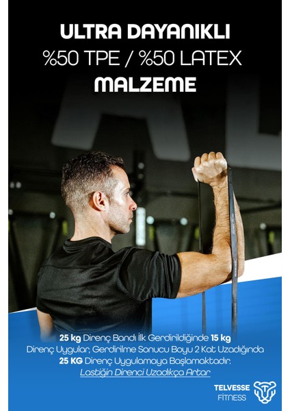25KG Barfiks Lastiği Gym Resistance Band Antrenman Kas Geliştirme Bandı Siyah (Sert) fiyatları
