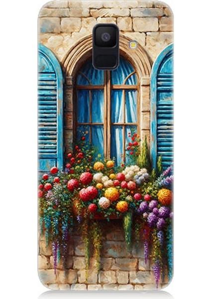 Samsung Galaxy A6 Uyumlu Pencereden Renkli Hayat Desenli Silikon Kılıf
