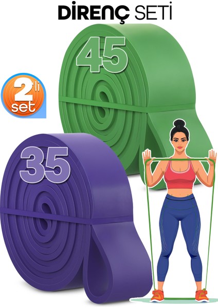 35 + 45 kg 2'li Set Barfiks Lastiği Gym Resistance Band Antrenman Kas Geliştirme Bandı