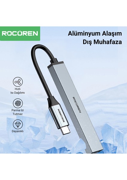 Type-C 5gbps 4 Portlu Usb-A 3.0 Çoklayıcı Dönüştürücü Hub