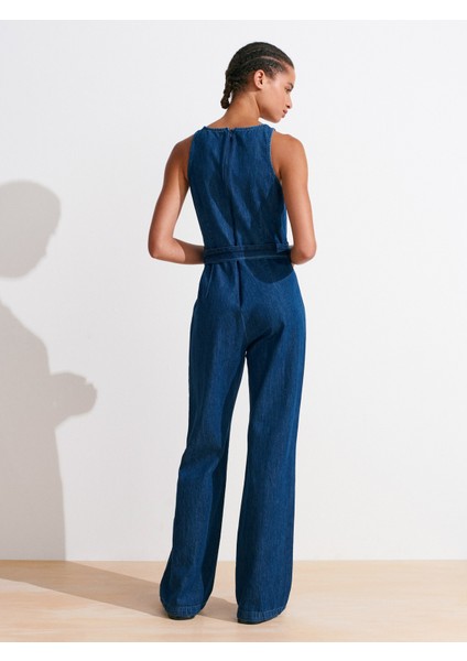 72020 Kemerli Denim Tulum-Lacivert fiyatları