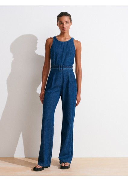 72020 Kemerli Denim Tulum-Lacivert indirimleri