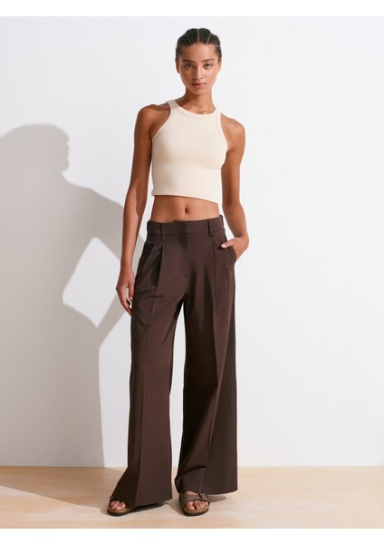 21104 Fitilli Crop Top-Taş indirimleri