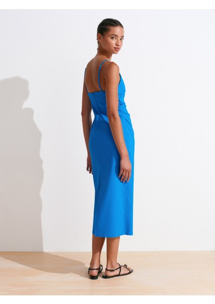 91479 Büzgülü Midi Elbise-Saks fiyatları